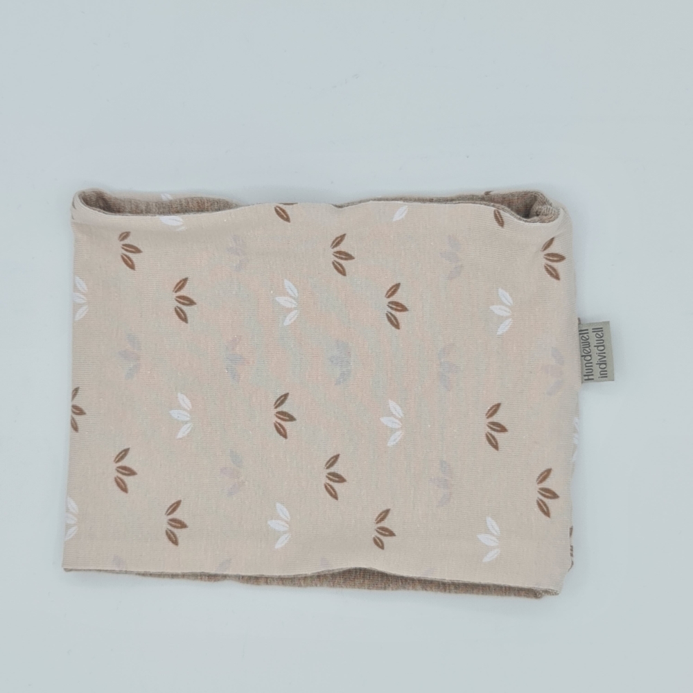 Loop für Hunde / Hundeschal beige braun mit zarten Blättern